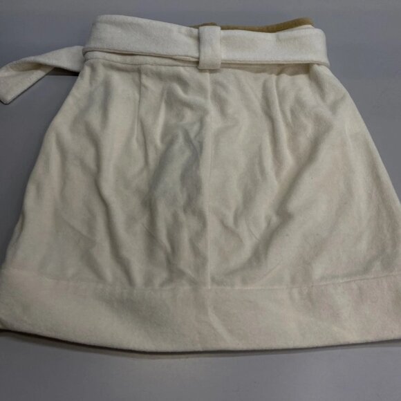 NEW ADRIANA DEGRAS  Terry Belted Button-Up Mini Skirt Off White/Beige Size S - Picture 5 of 8